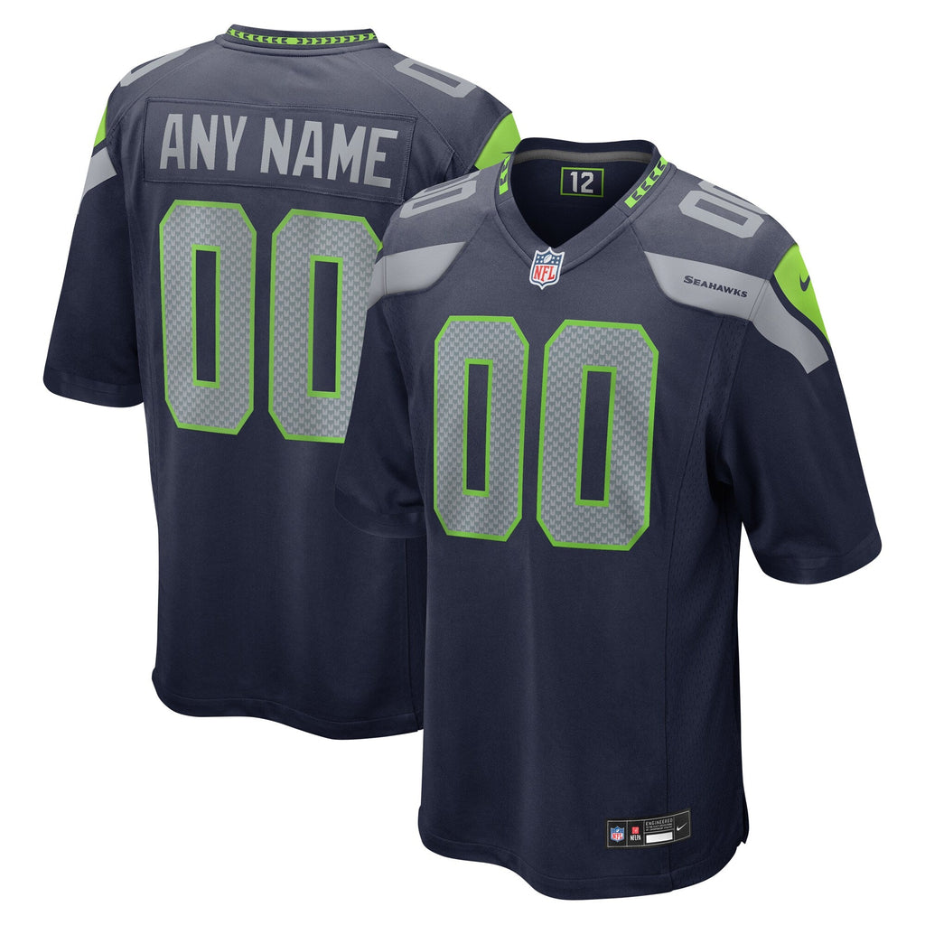 Seattle Seahawks College Navy Custom Game Football Jersey