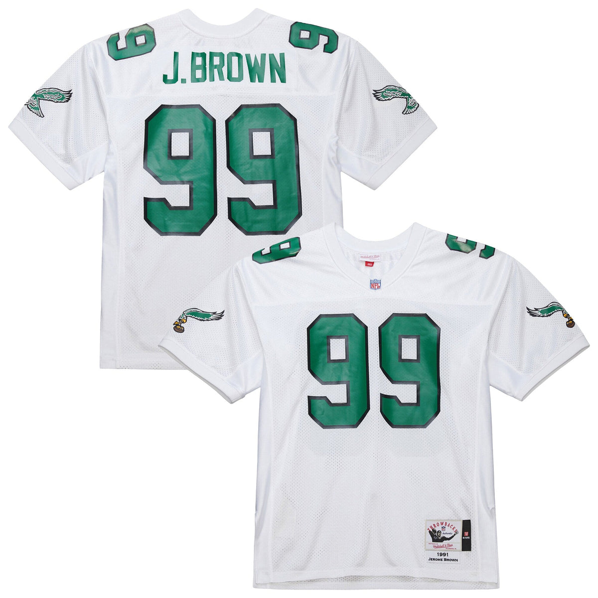 Philadelphia Eagles Jerome Brown White 1991 Throwback Retired Player Football Jersey
