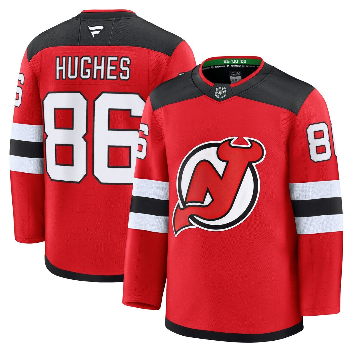 New Jersey Devils Jack Hughes Red Home Premium Jersey