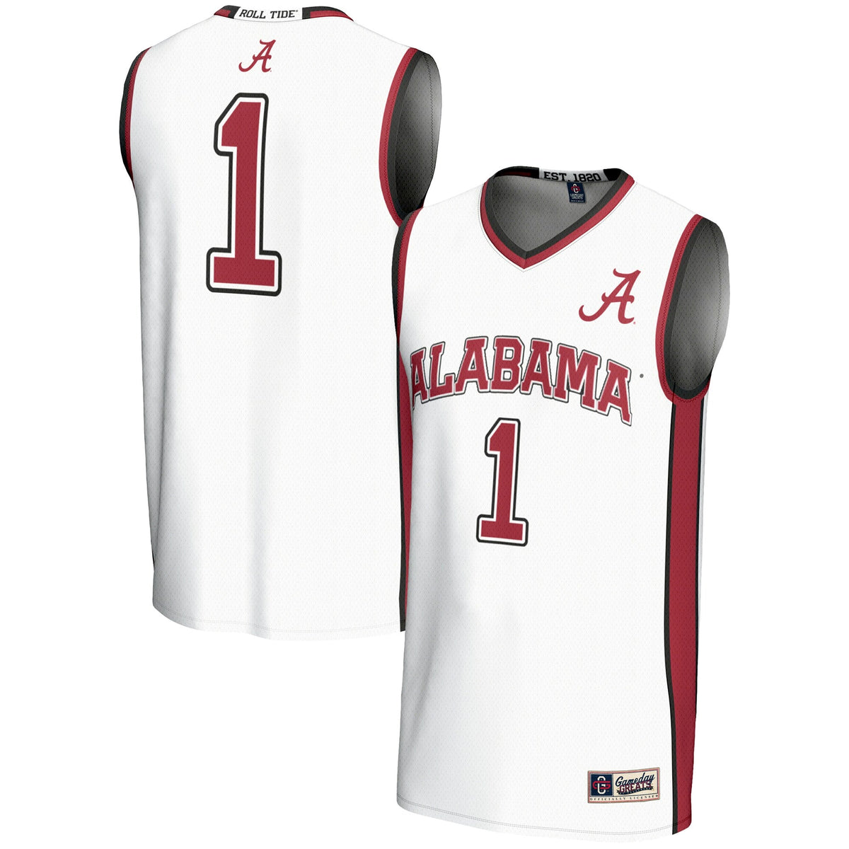 #1 Alabama Crimson Tide Lightweight Basketball Jersey - White