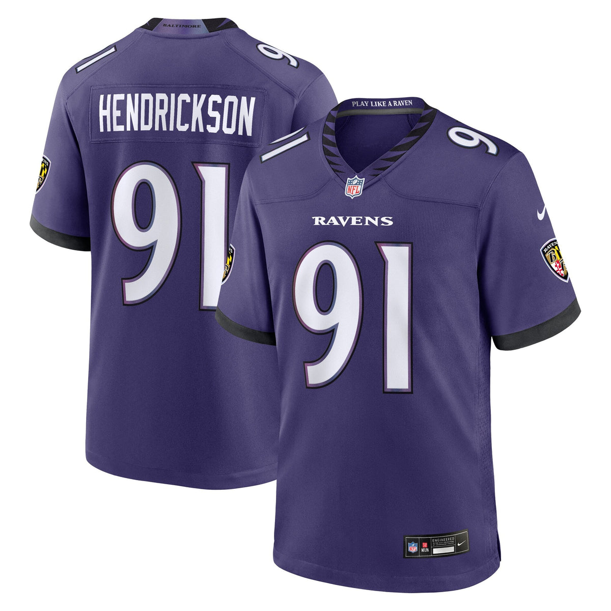 Baltimore Ravens Trey Hendrickson Purple Team Game Football Jersey