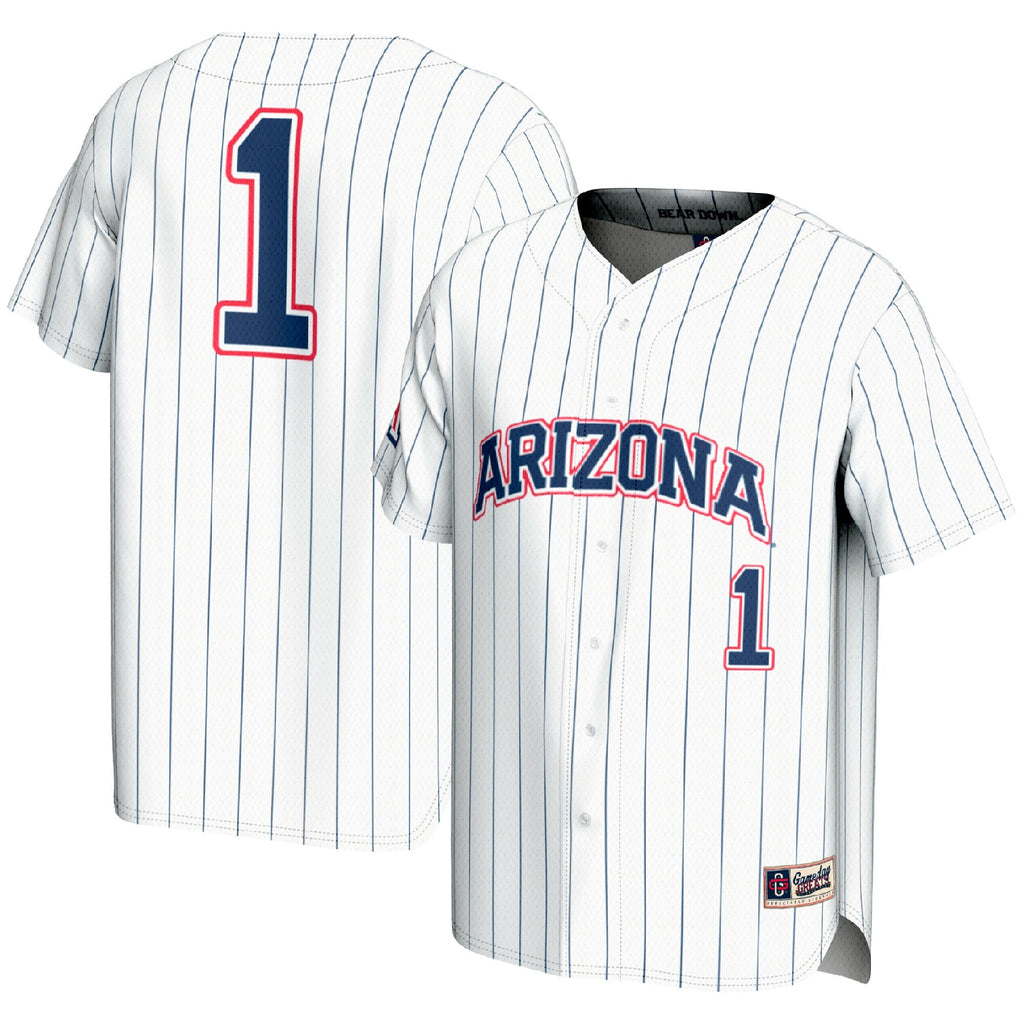 #1 Arizona Wildcats Lightweight Baseball Fashion Jersey - White