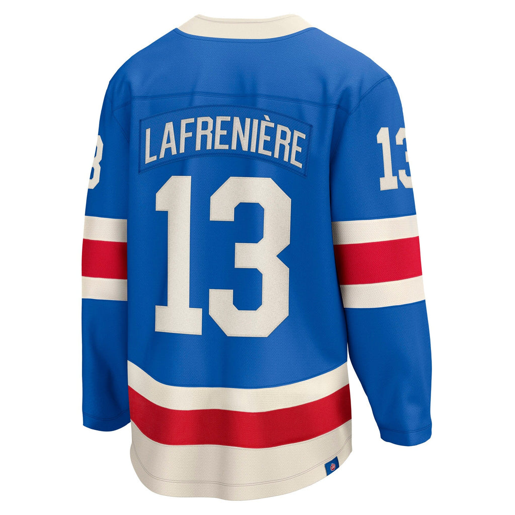 New York Rangers Alexis Lafreniere Blue Centennial Breakaway Hockey Jersey