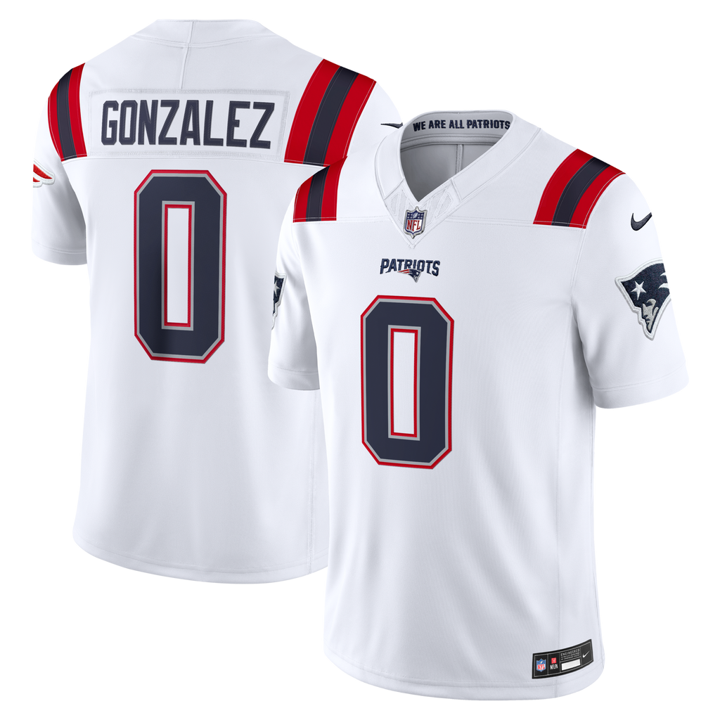 New England Patriots Christian Gonzalez White Vapor F.U.S.E. Stitched Limited Football Jersey