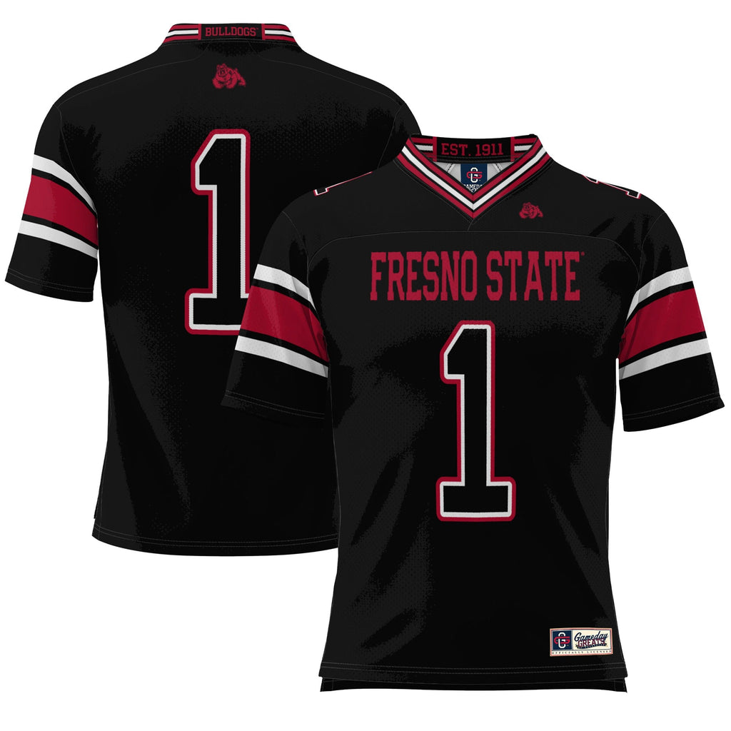 #1 Black Fresno State Bulldogs Endzone Football Jersey
