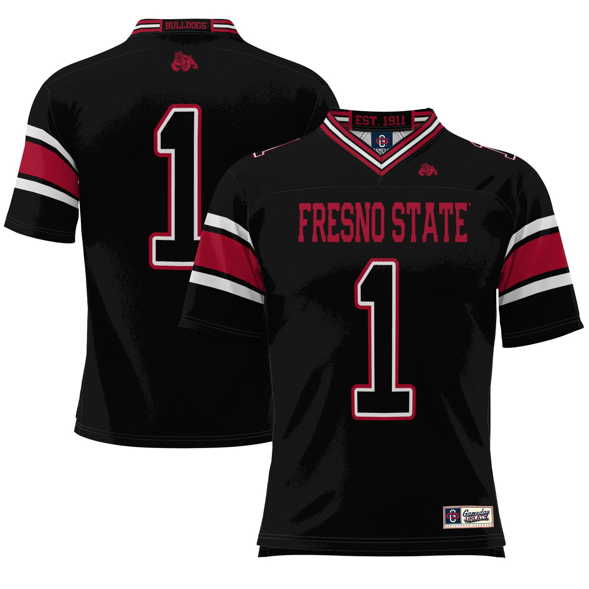 #1 Black Fresno State Bulldogs Endzone Football Jersey
