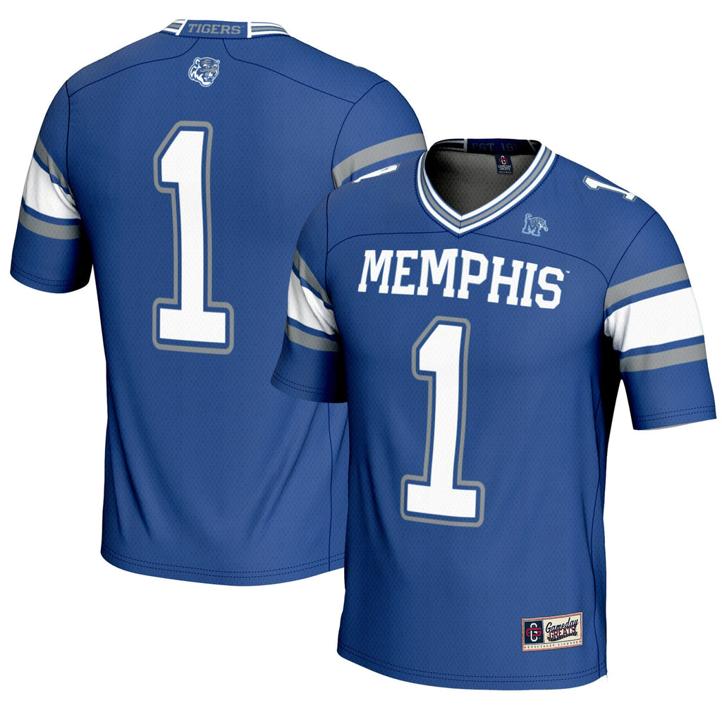 #1 Royal Memphis Tigers Endzone Football Jersey