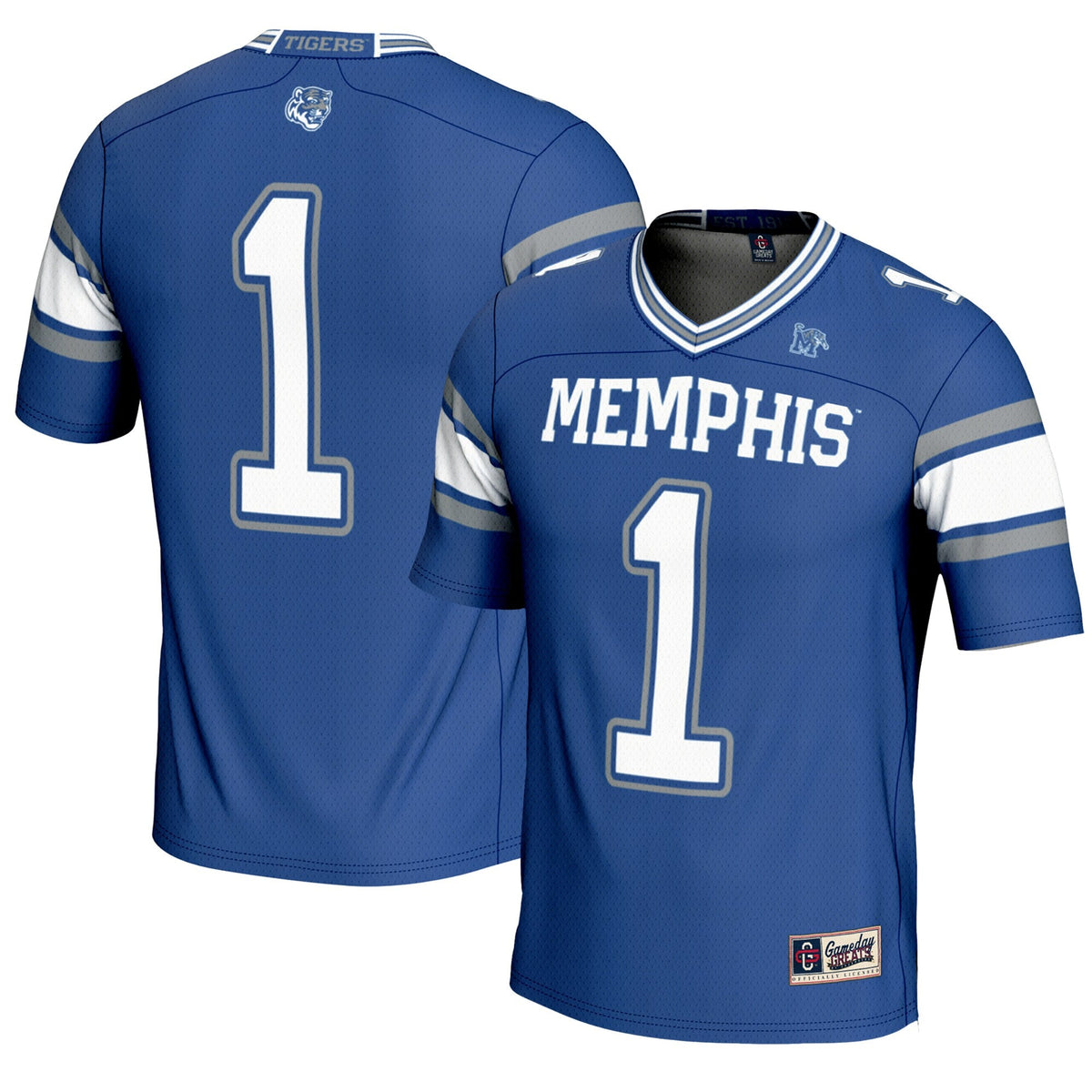 #1 Royal Memphis Tigers Endzone Football Jersey
