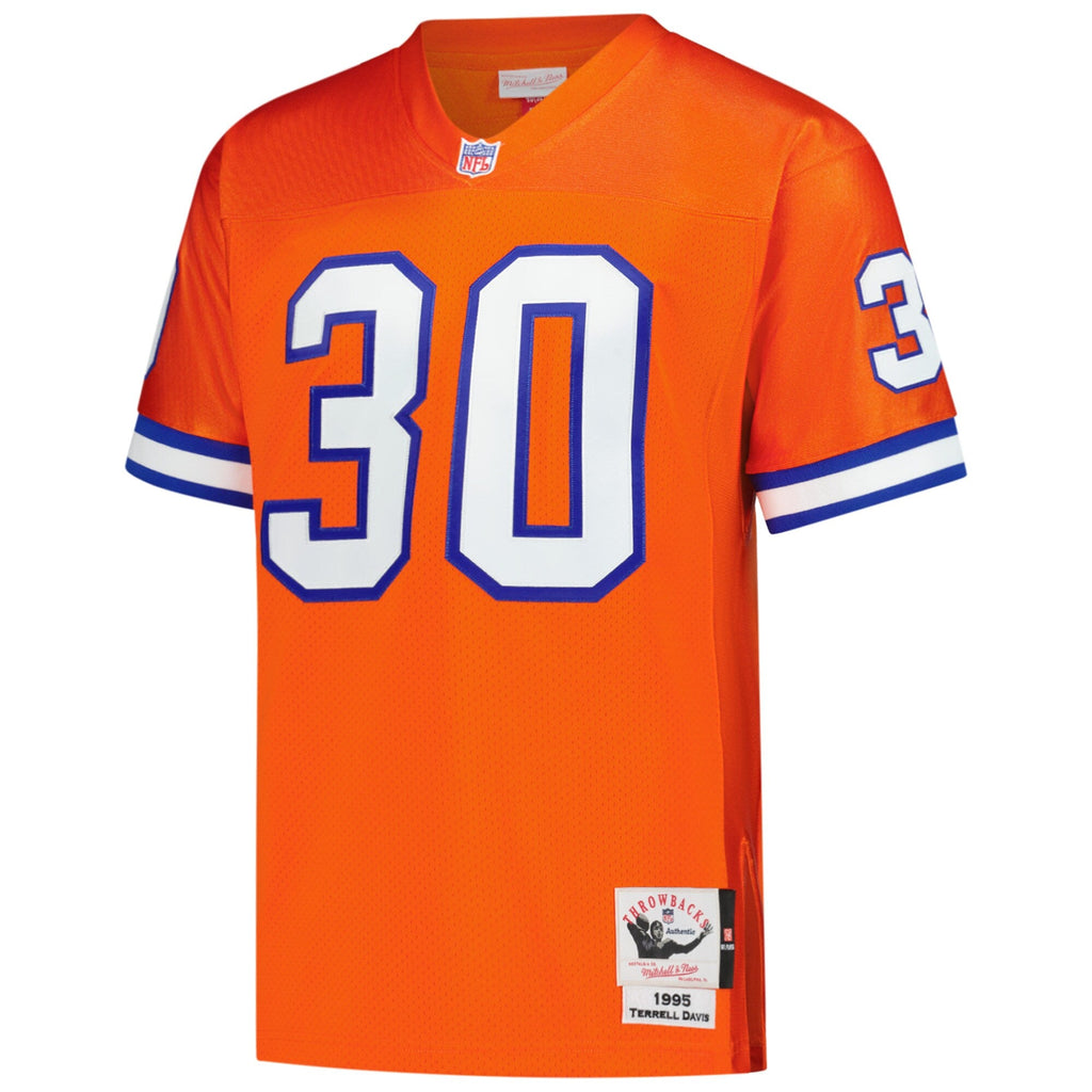 Denver Broncos Terrell Davis Orange 1995 Throwback Retired Player Football Jersey