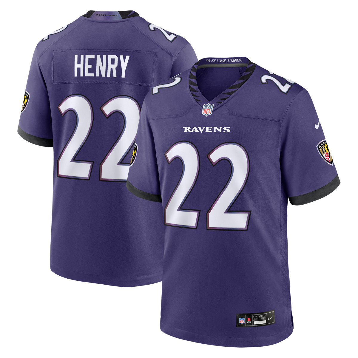 Baltimore Ravens Derrick Henry Purple Team Game Football Jersey