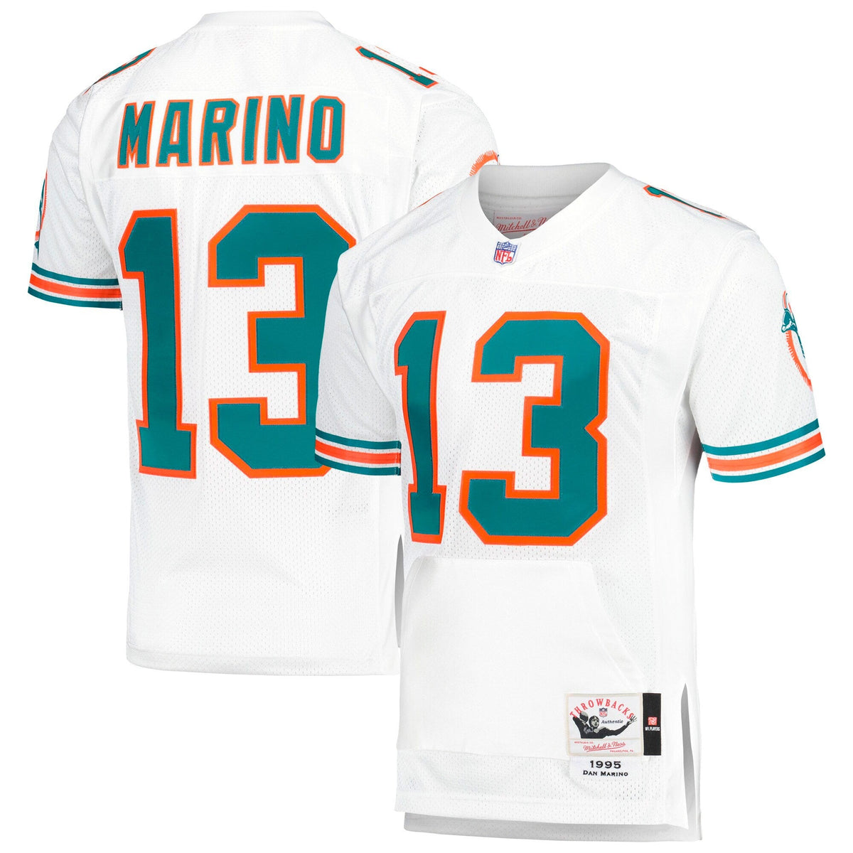 Miami Dolphins 1995 Dan Marino White Throwback Retired Player Pocket Football Jersey