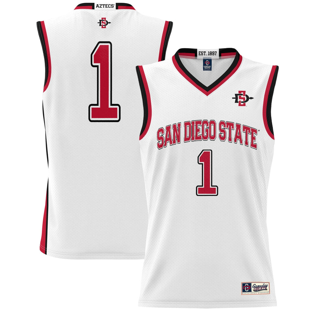 #1 San Diego State Aztecs Lightweight Basketball Fashion Jersey - White