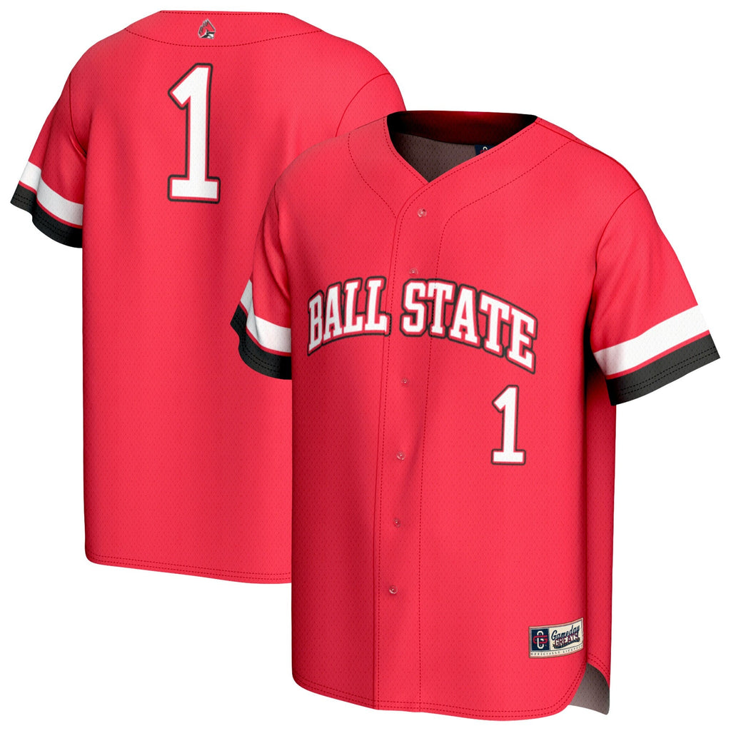 #1 Ball State Cardinals Lightweight Collegiate Baseball Fashion Jersey - Cardinal