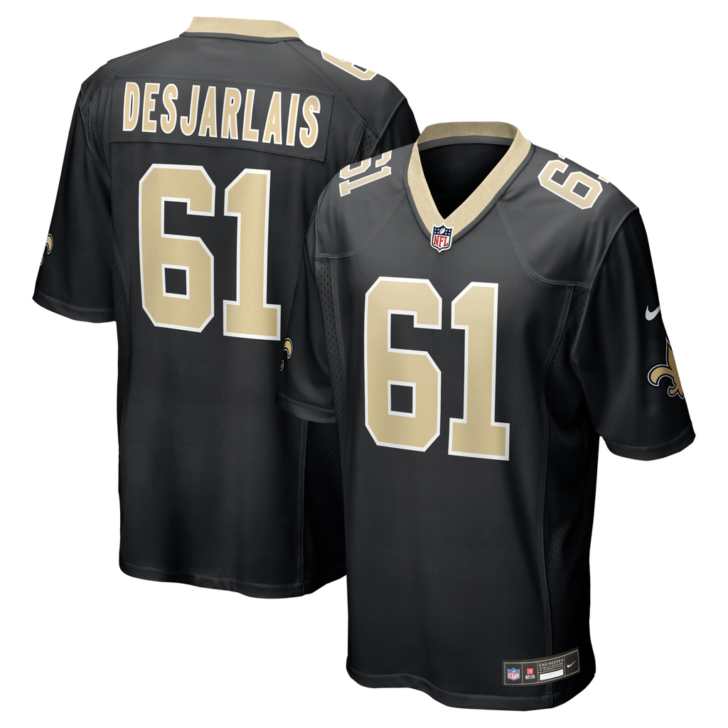New Orleans Saints Drew Desjarlais Black Game Player Football Jersey
