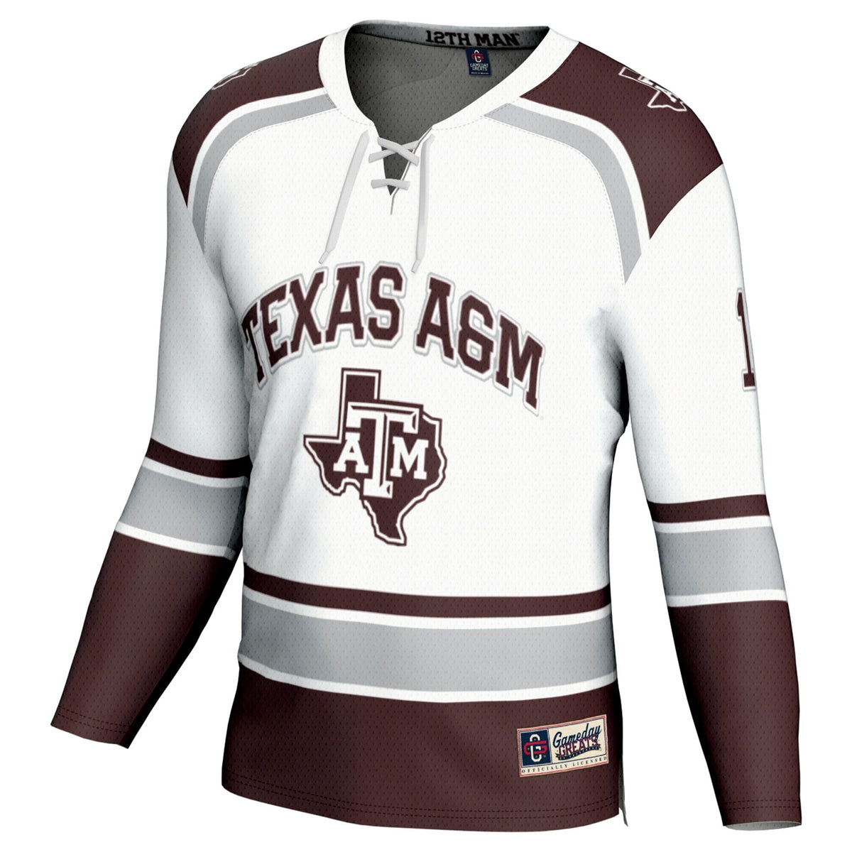 #12 Texas A&M Aggies Hockey Fashion Jersey – White