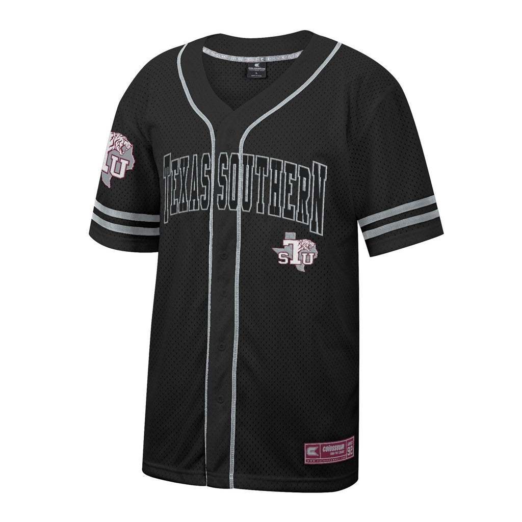 Black Texas Southern Tigers Free Spirited Mesh Button-Up Baseball Jersey