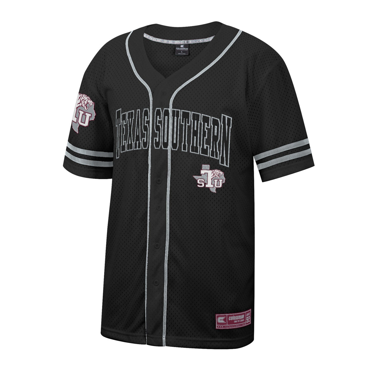 Black Texas Southern Tigers Free Spirited Mesh Button-Up Baseball Jersey