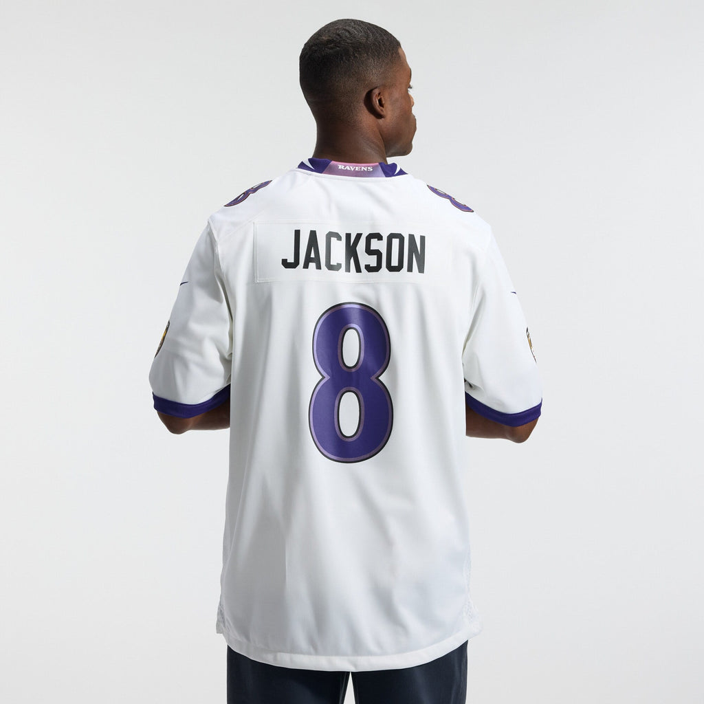 Baltimore Ravens Lamar Jackson White Game Football Jersey