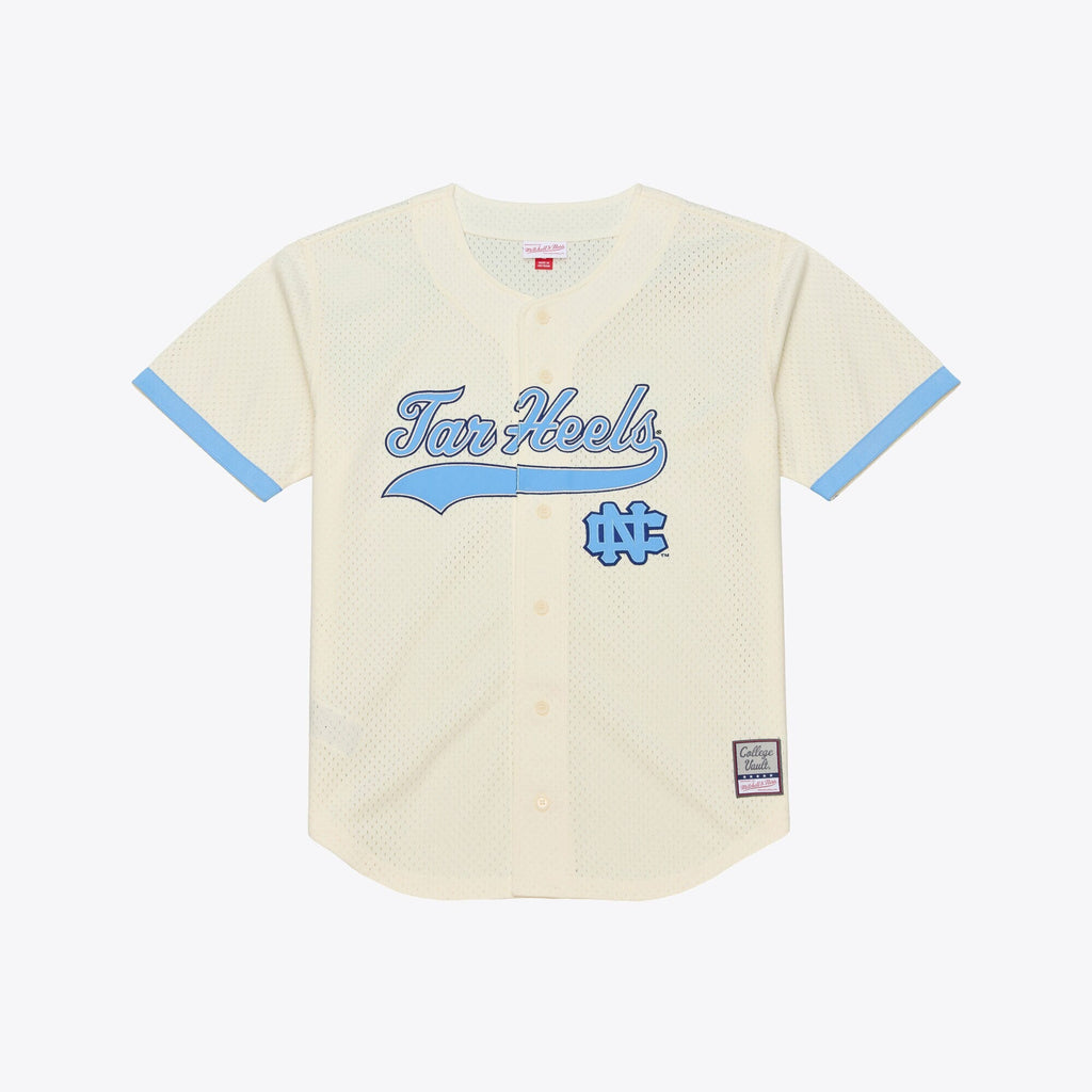 North Carolina Tar Heels Mesh Button-Up Batting Practice Baseball Jersey - Cream