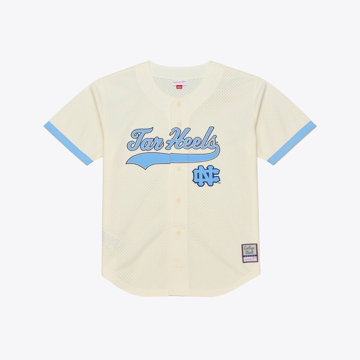 North Carolina Tar Heels Mesh Button-Up Batting Practice Baseball Jersey - Cream