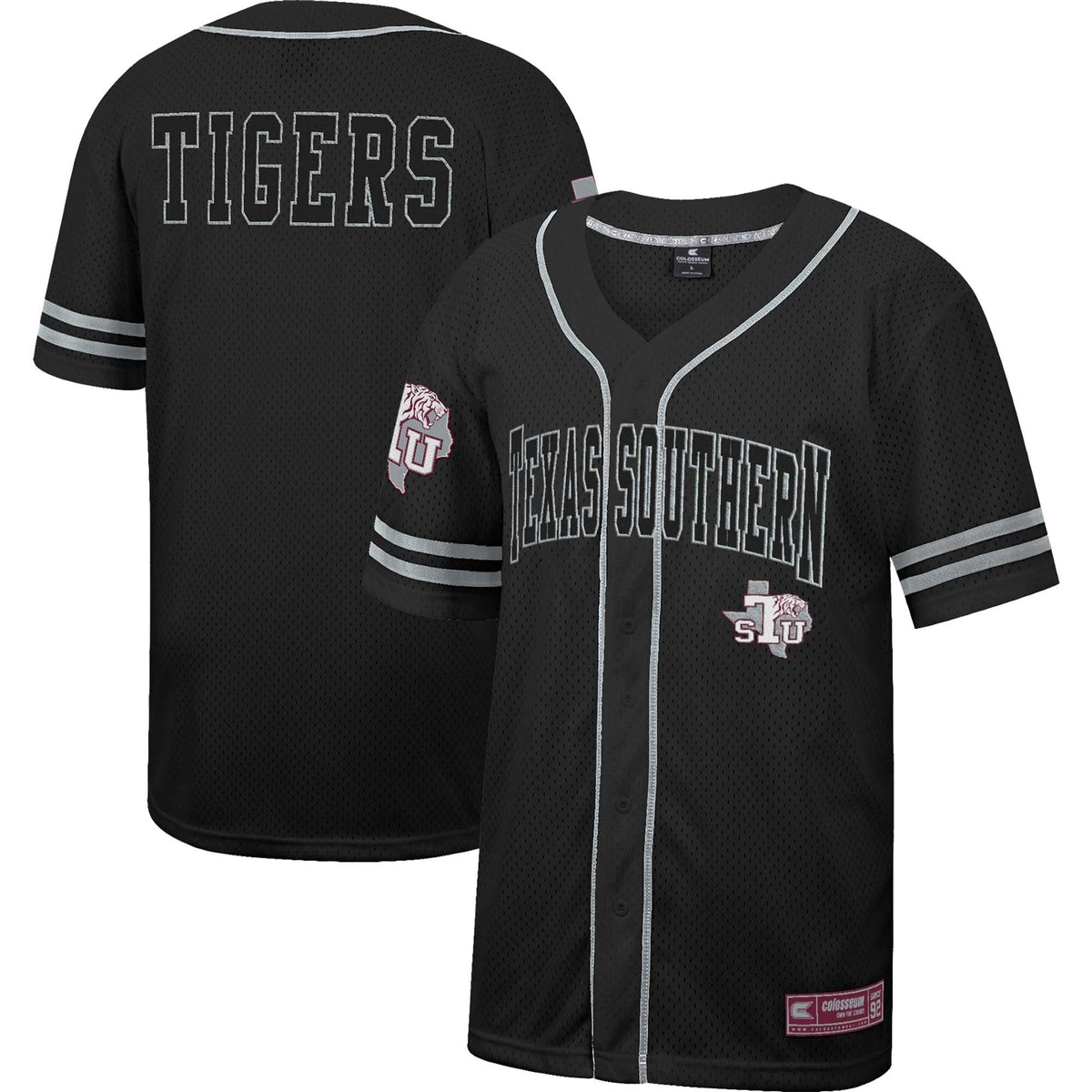 Black Texas Southern Tigers Free Spirited Mesh Button-Up Baseball Jersey