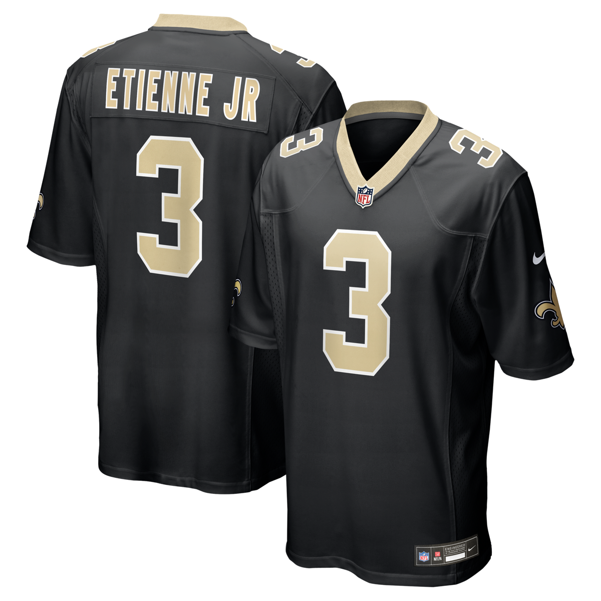 New Orleans Saints Travis Etienne Jr Black Game Football Jersey