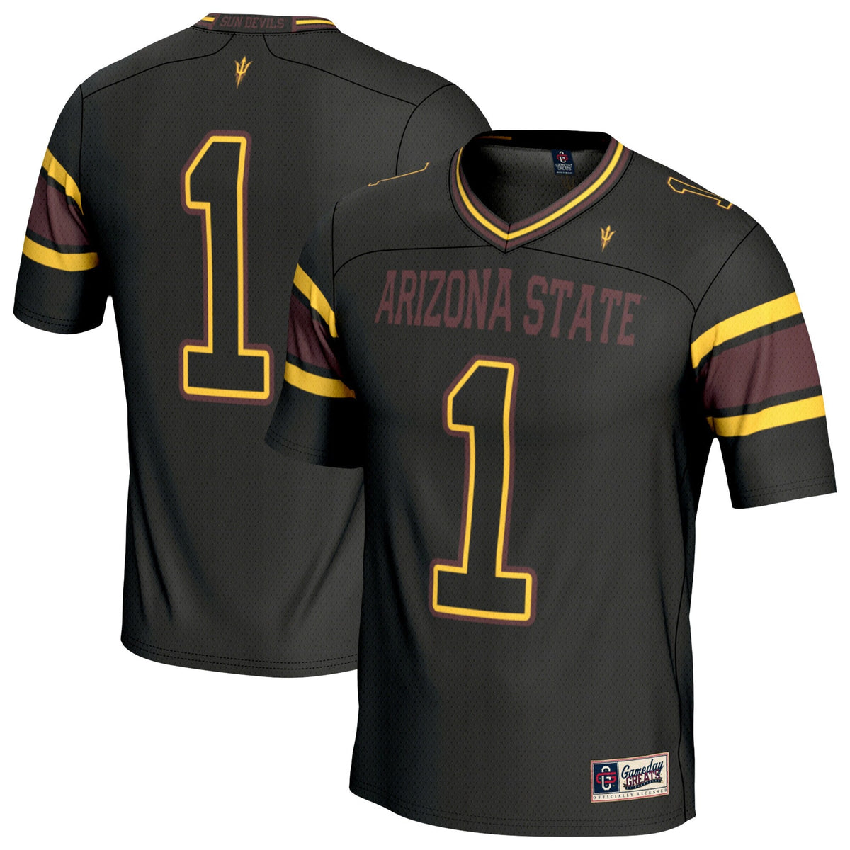 Black #1 Arizona State Sun Devils Lightweight Collegiate Football Fashion Jersey