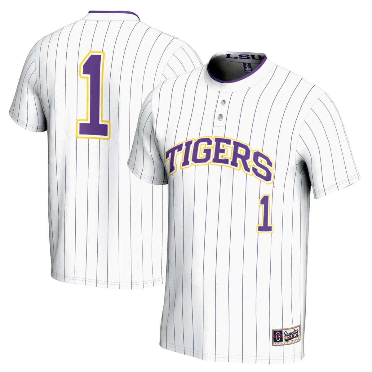 #1 LSU Tigers Lightweight Softball Jersey - White