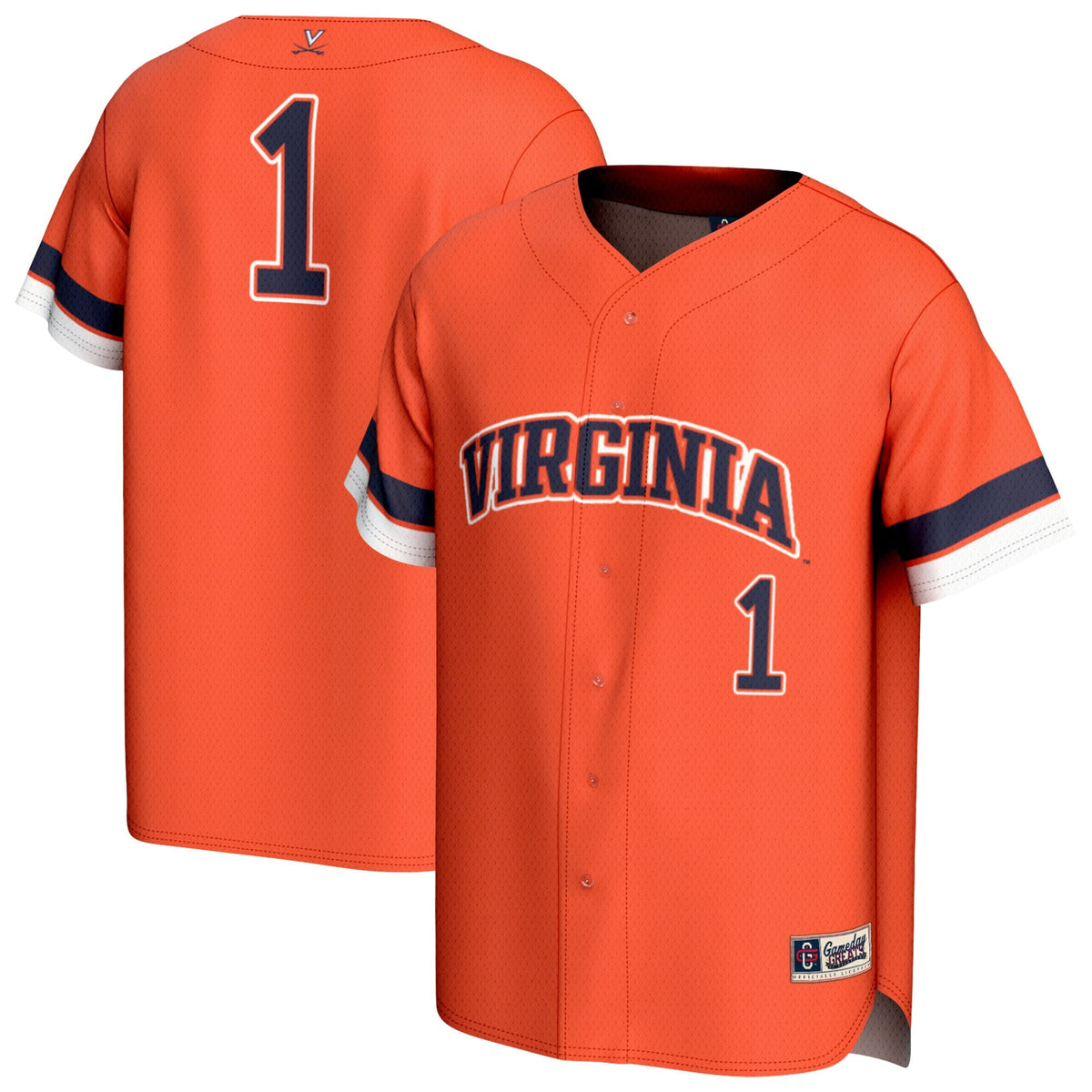 #1 Virginia Cavaliers Lightweight Collegiate Baseball Fashion Jersey - Orange