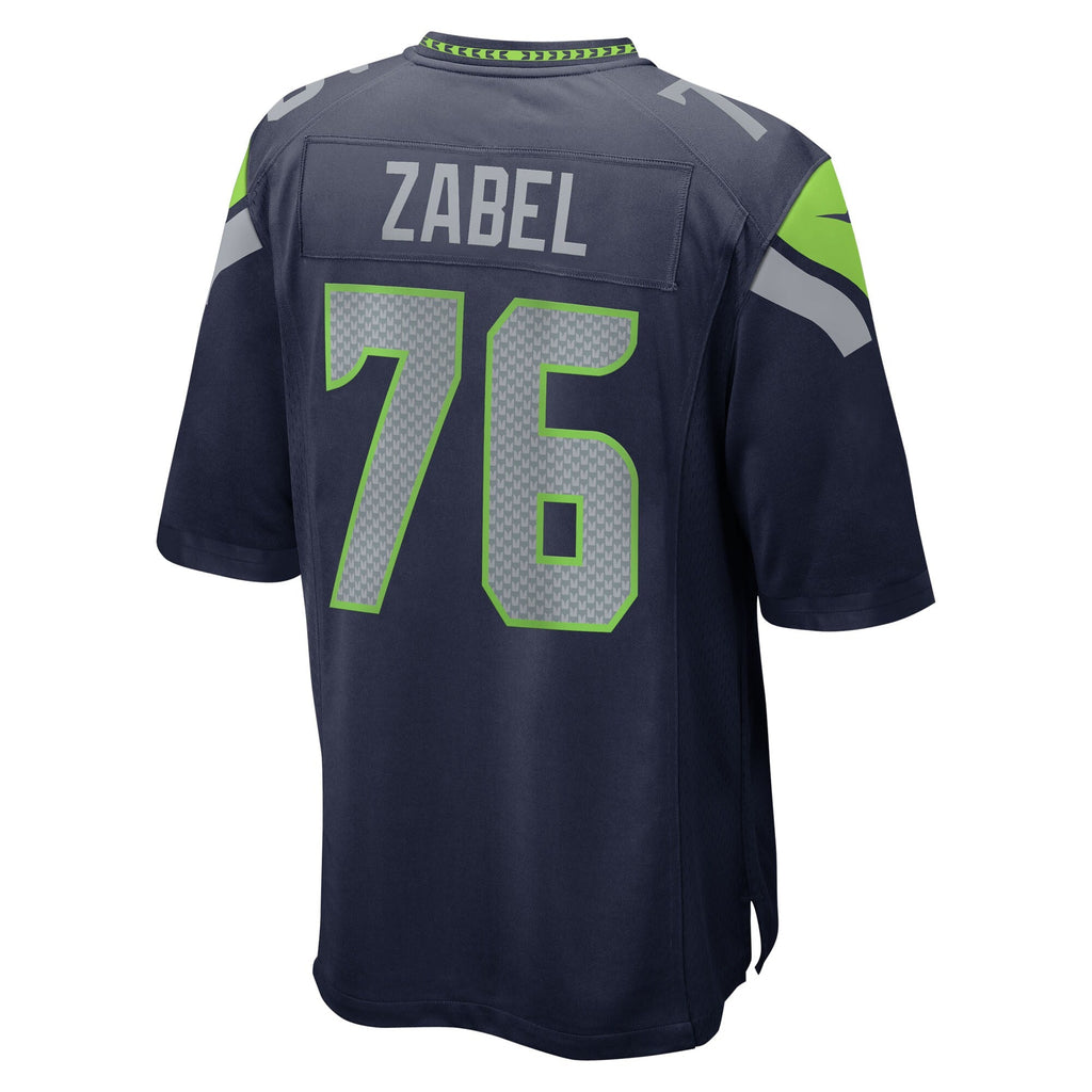 Seattle Seahawks Grey Zabel Navy Team Game Football Jersey