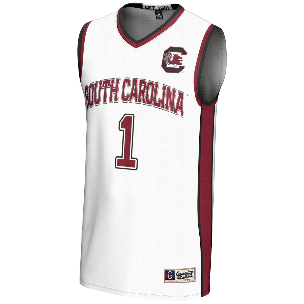 #1 White South Carolina Gamecocks Lightweight Basketball Jersey