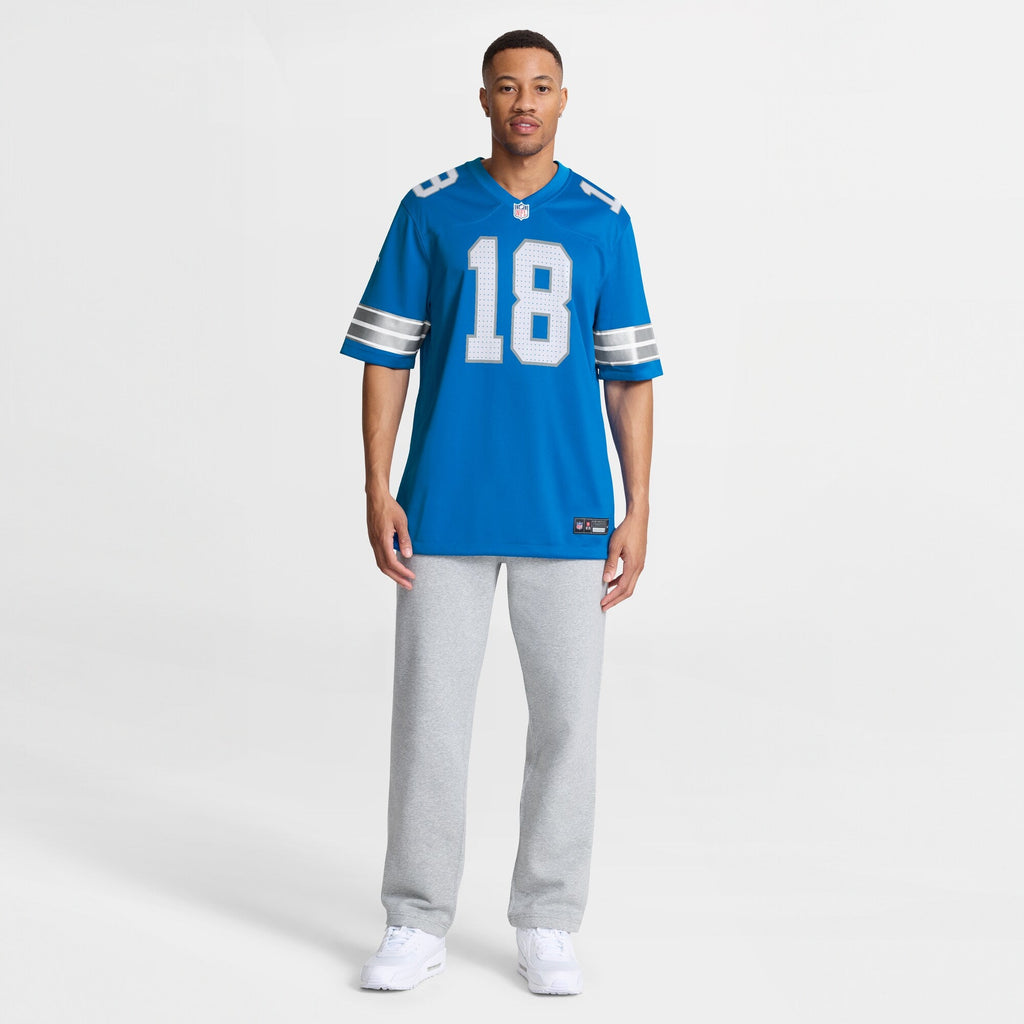 Detroit Lions Isaac TeSlaa Blue Game Player Football Jersey