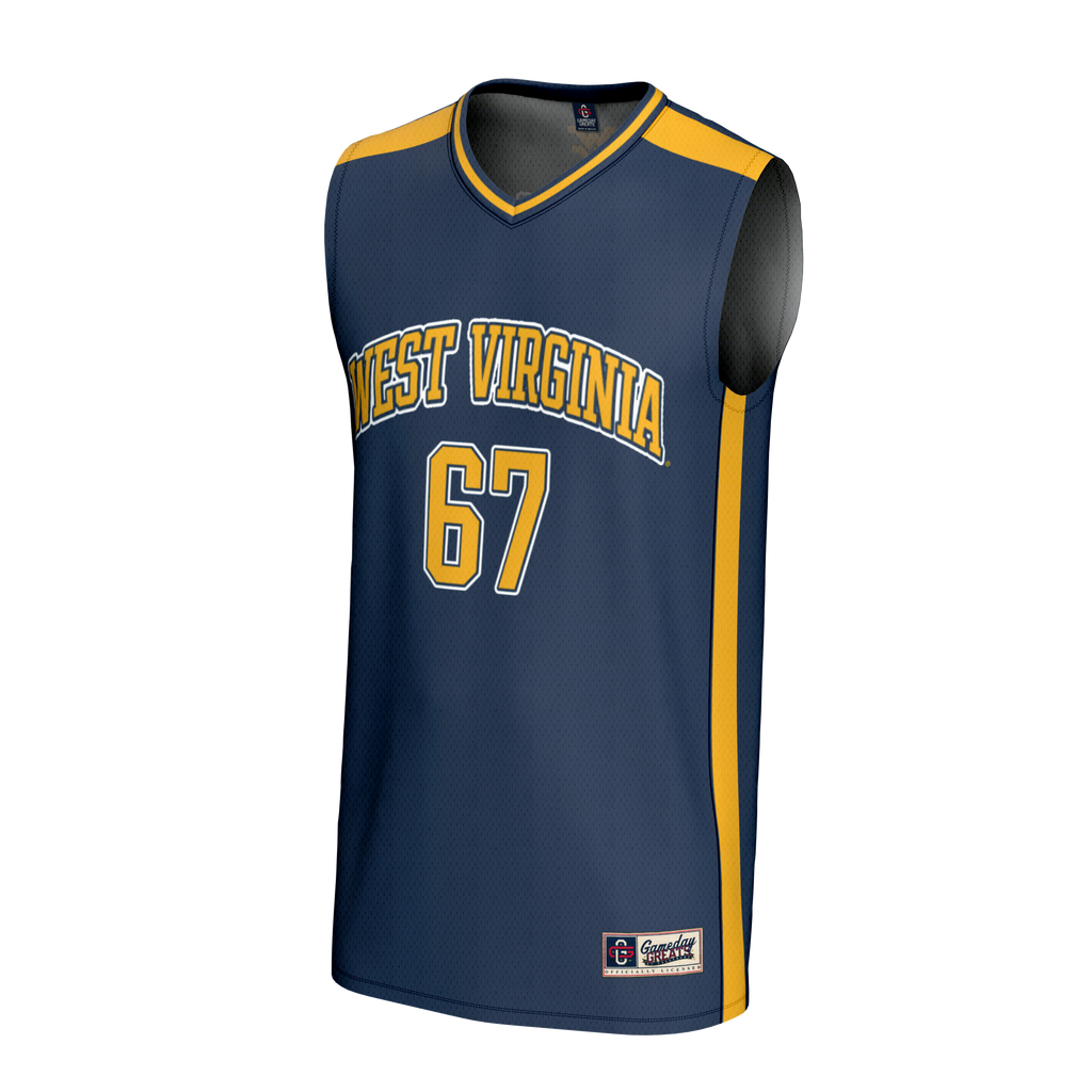 #67 West Virginia Mountaineers Lightweight Basketball Jersey - Navy