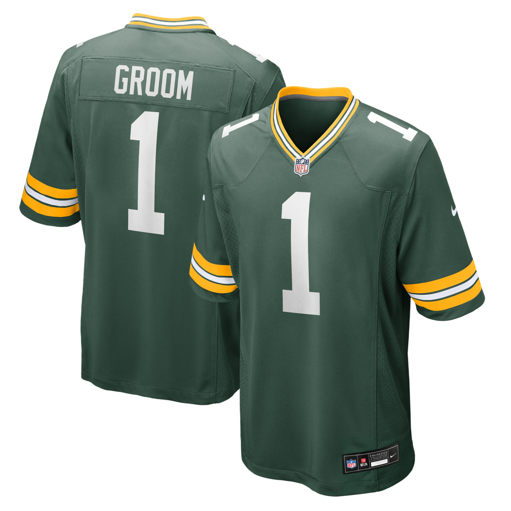 Green Bay Packers Number 1 Groom Green Game Football Jersey