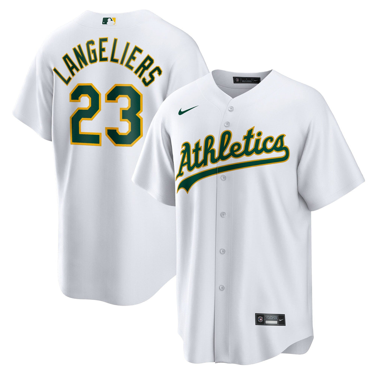 Athletics Shea Langeliers White Home Replica Baseball Jersey