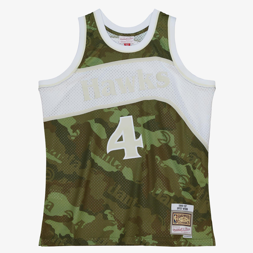 Atlanta Hawks Spud Webb 1986 Ghost Camo Swingman Jersey - Green