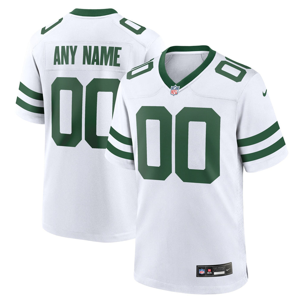 New York Jets Legacy White Custom Game Football Jersey