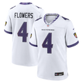 Baltimore Ravens Zay Flowers White Game Football Jersey