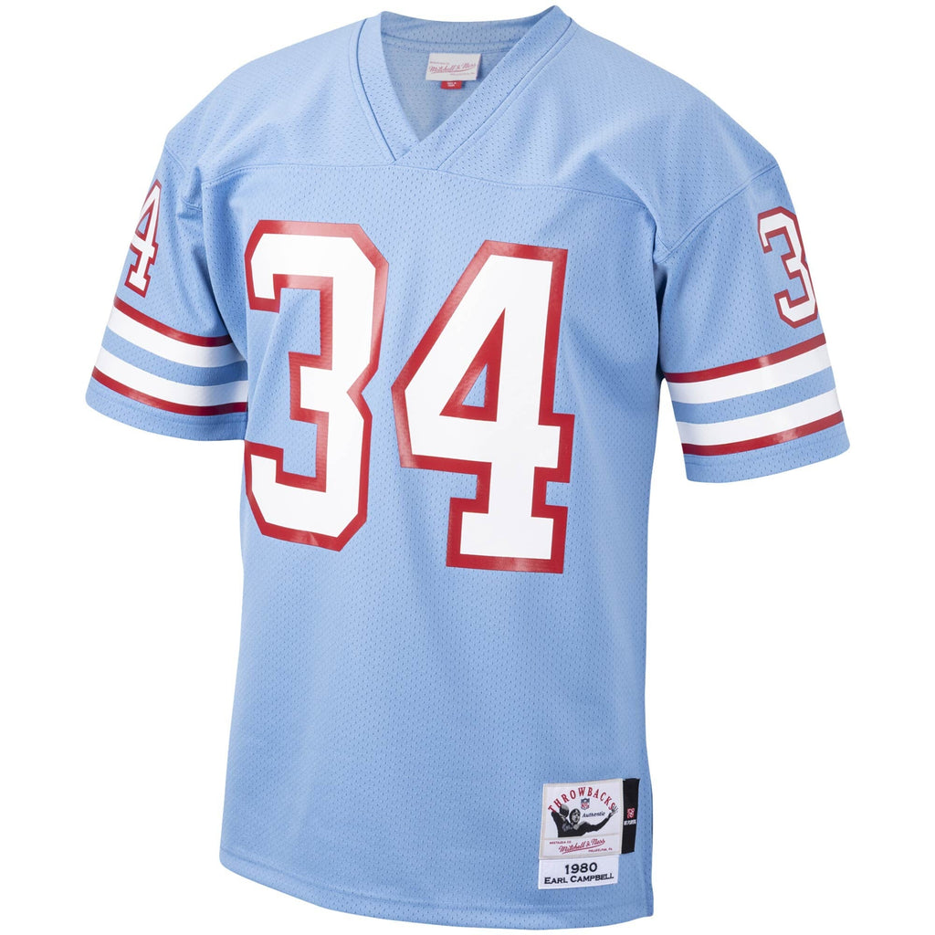 Houston Oilers 1980 Earl Campbell Light Blue Throwback Retired Player Football Jersey