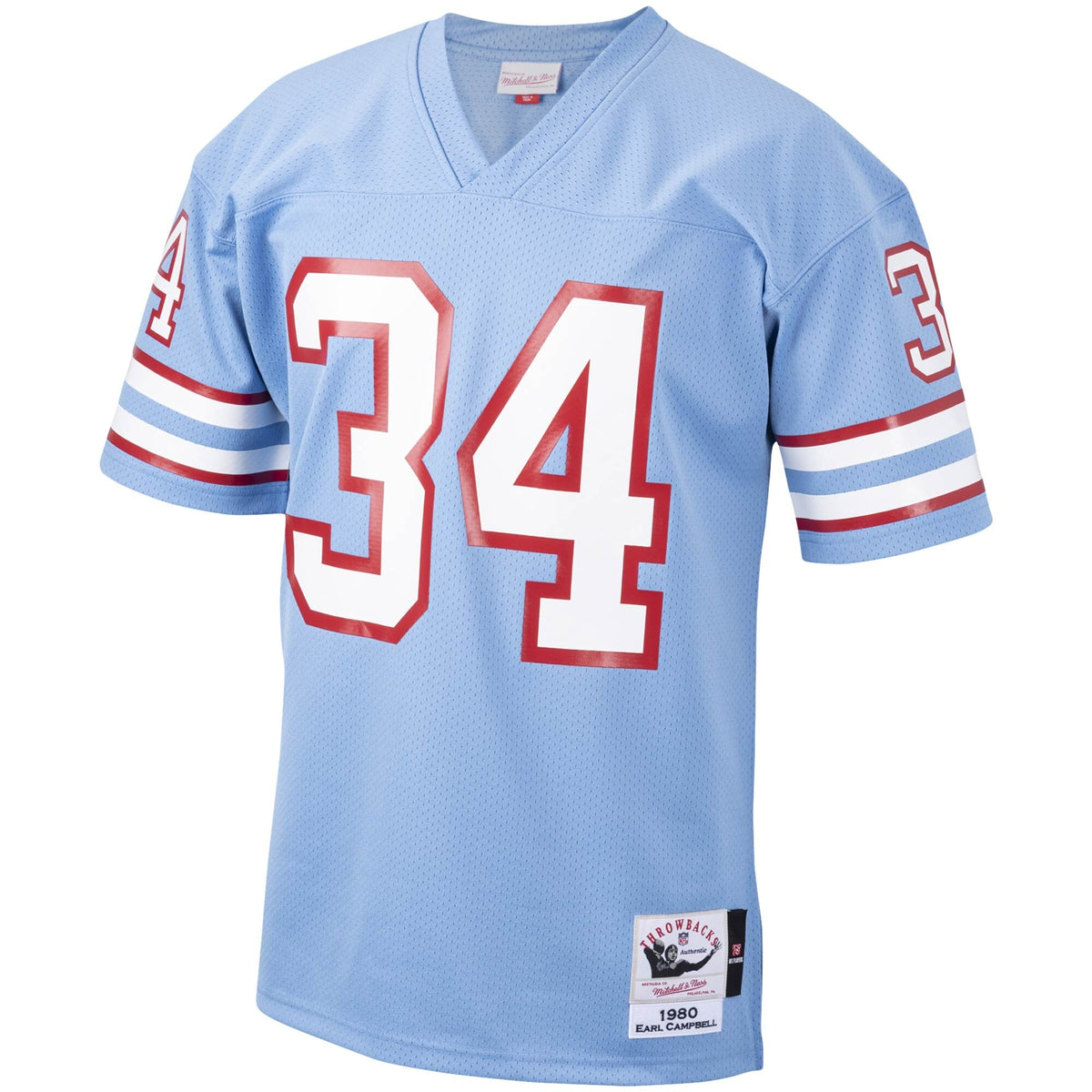 Houston Oilers 1980 Earl Campbell Light Blue Throwback Retired Player Football Jersey