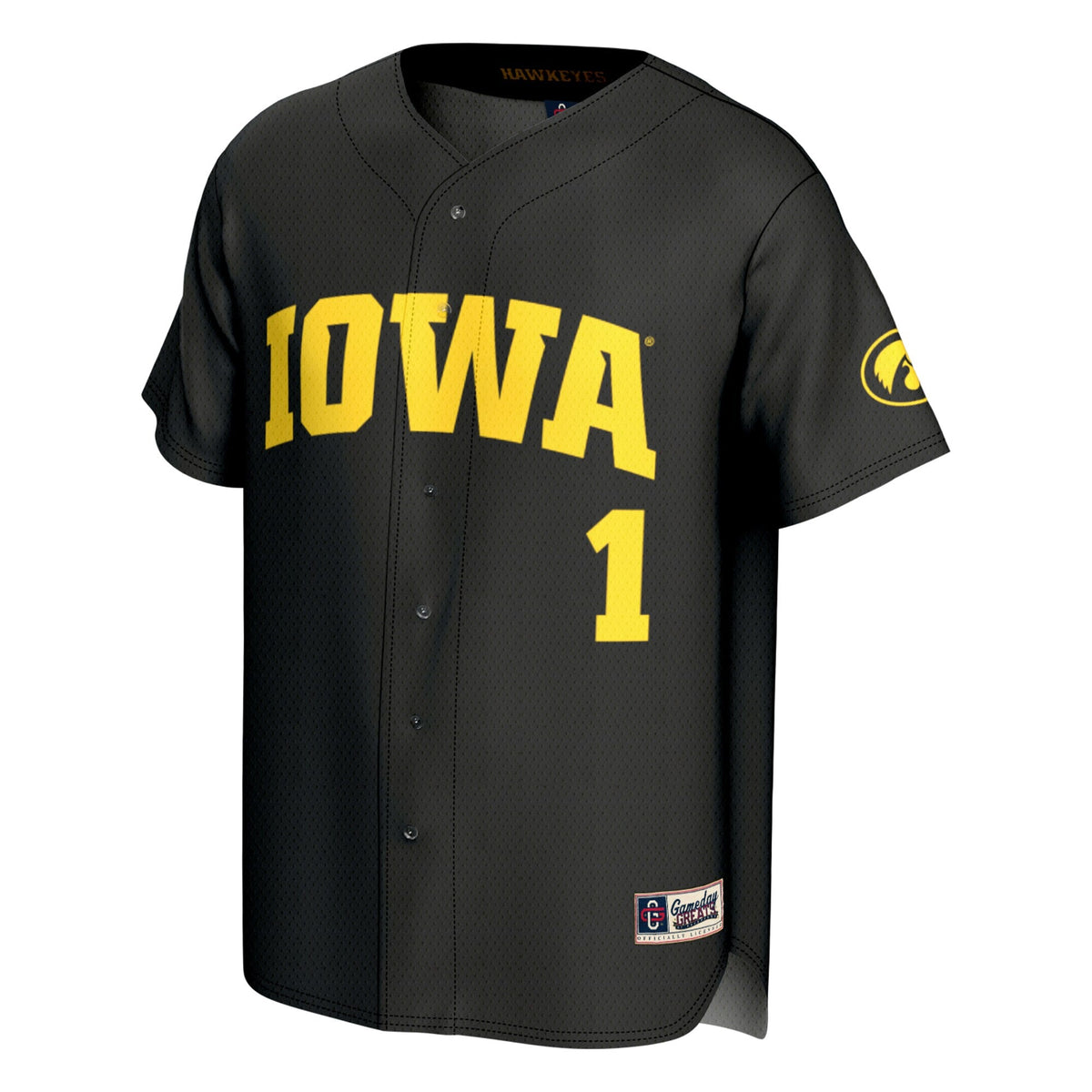Black Iowa Hawkeyes Lightweight Collegiate Baseball Fashion Jersey