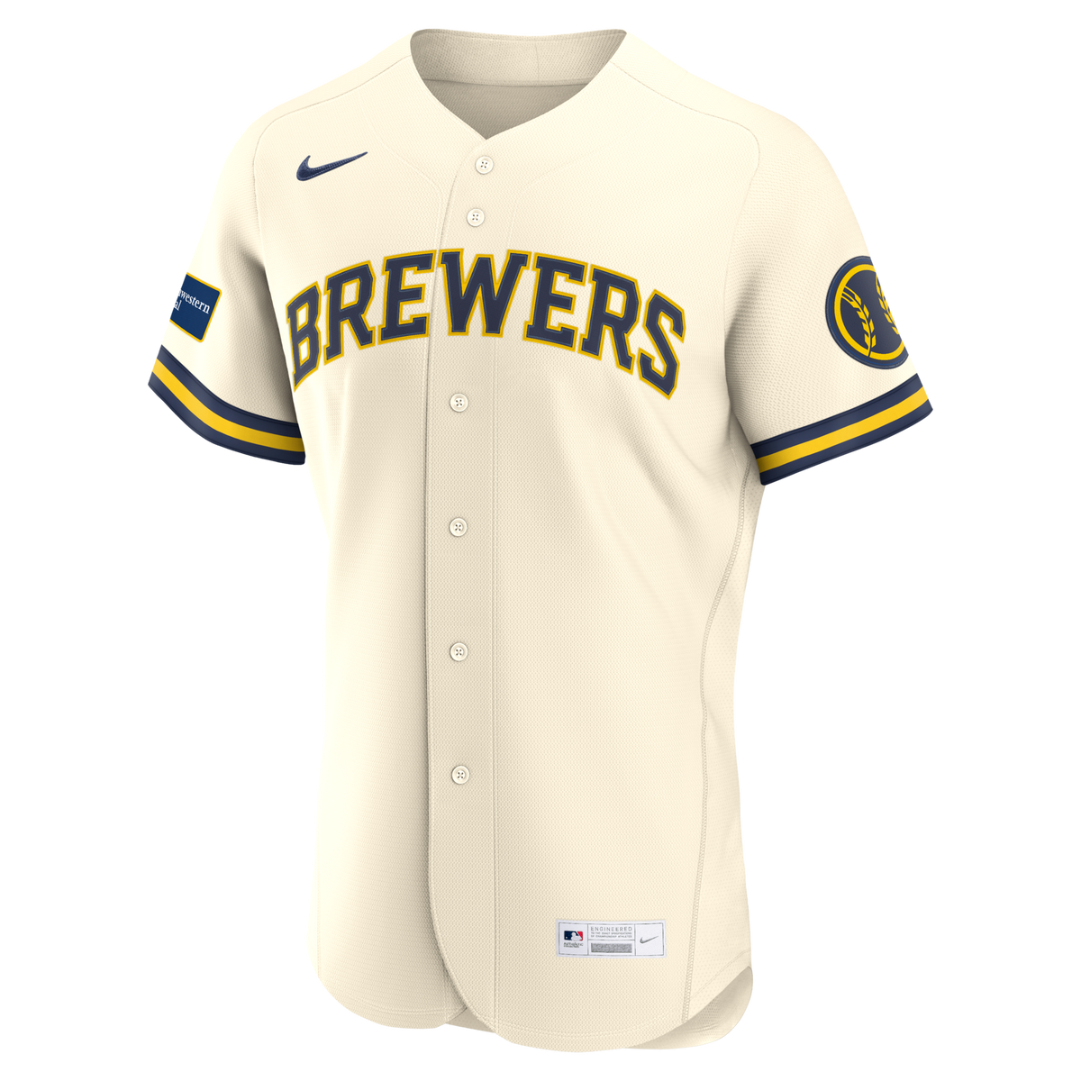 Milwaukee Brewers Cream Home Sponsor Patch Baseball Jersey