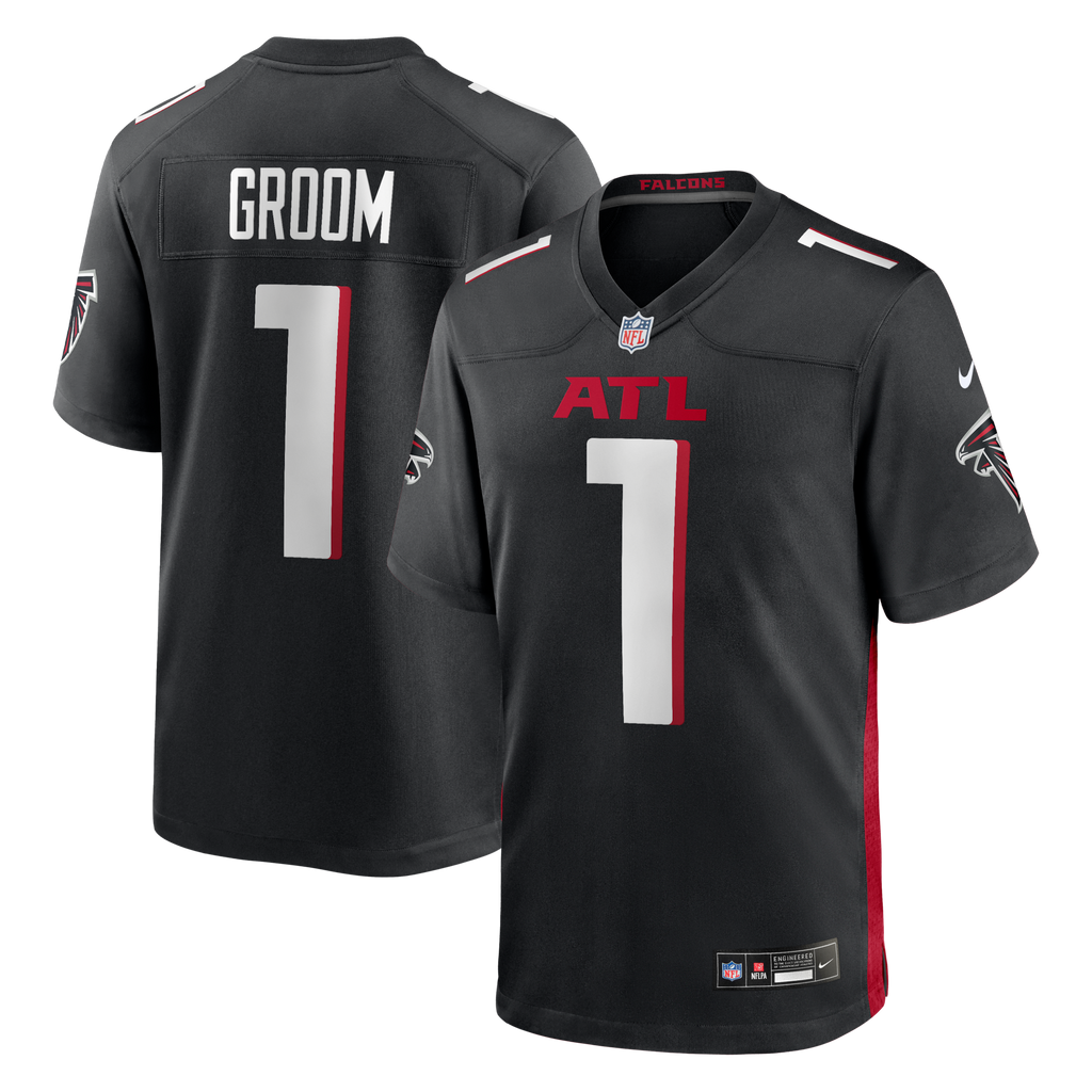 Atlanta Falcons Number 1 Groom Black Game Football Jersey