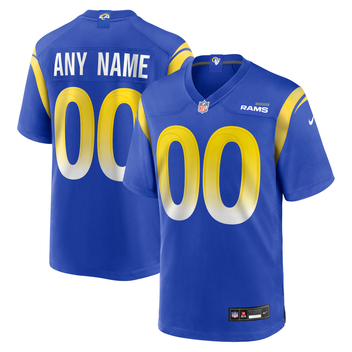 Los Angeles Rams Royal Custom Game Football Jersey