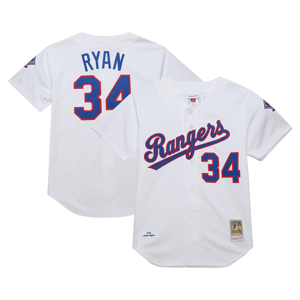 Texas Rangers Nolan Ryan White 1993 Cooperstown Collection Baseball Jersey