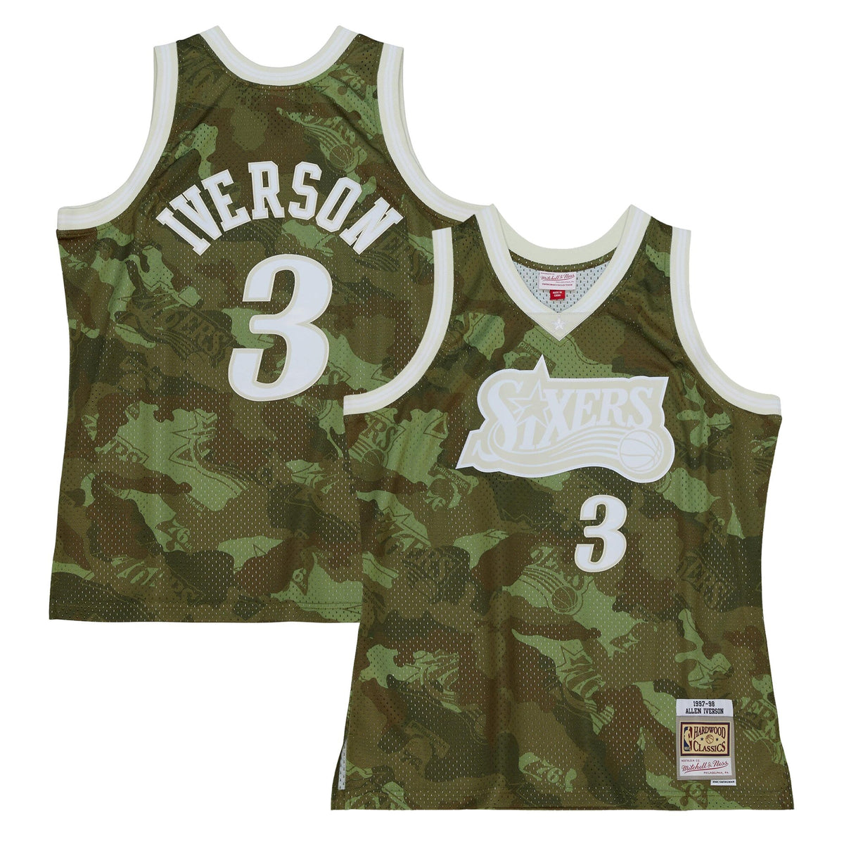 Philadelphia 76ers NBA Allen Iverson 1996 Ghost Green Camo Swingman Jersey