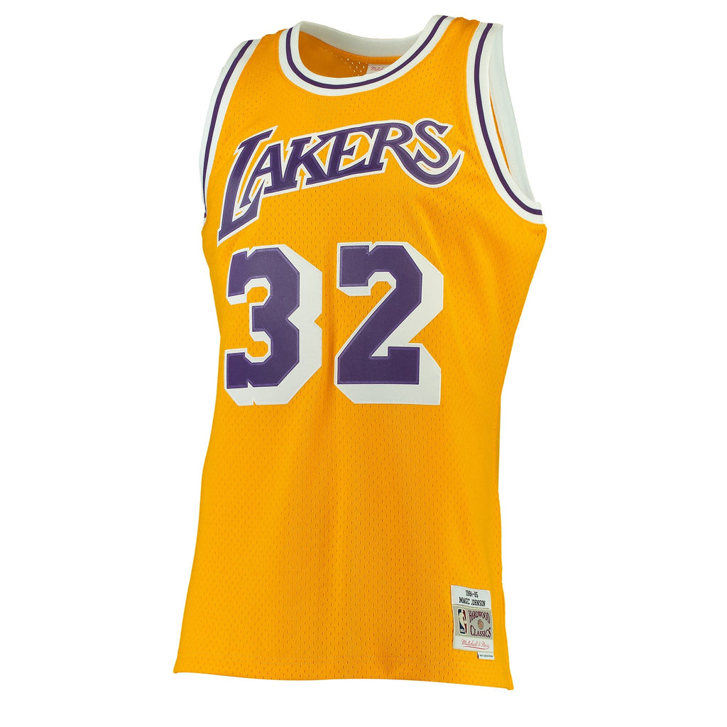 Magic Johnson Gold Los Angeles Lakers 1984-85 Hardwood Classics Swingman Jersey