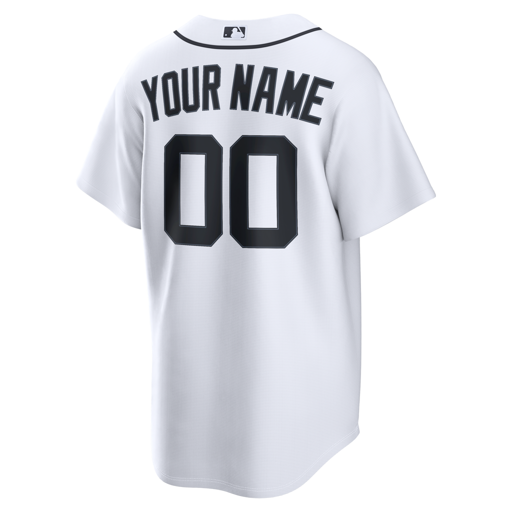 Detroit Tigers White Home Replica Custom Baseball Jersey