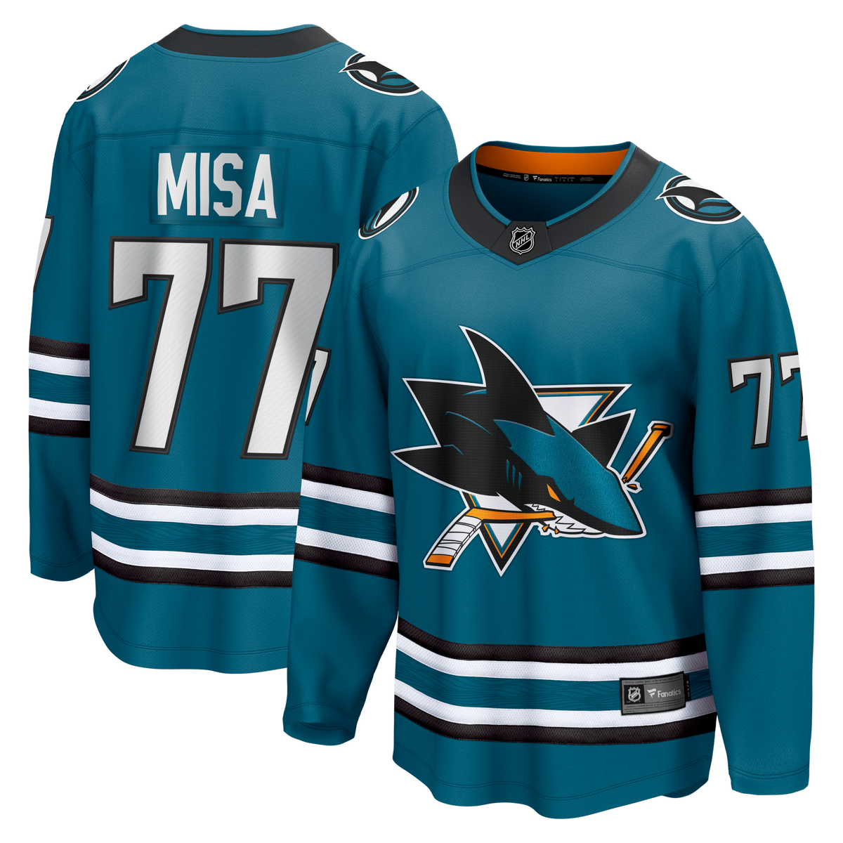 San Jose Sharks Michael Misa Teal Breakaway Hockey Jersey