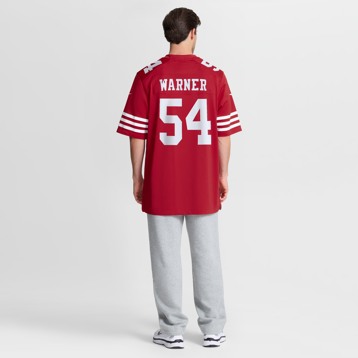 San Francisco 49ers Fred Warner Scarlet 80th Anniversary Game Football Jersey